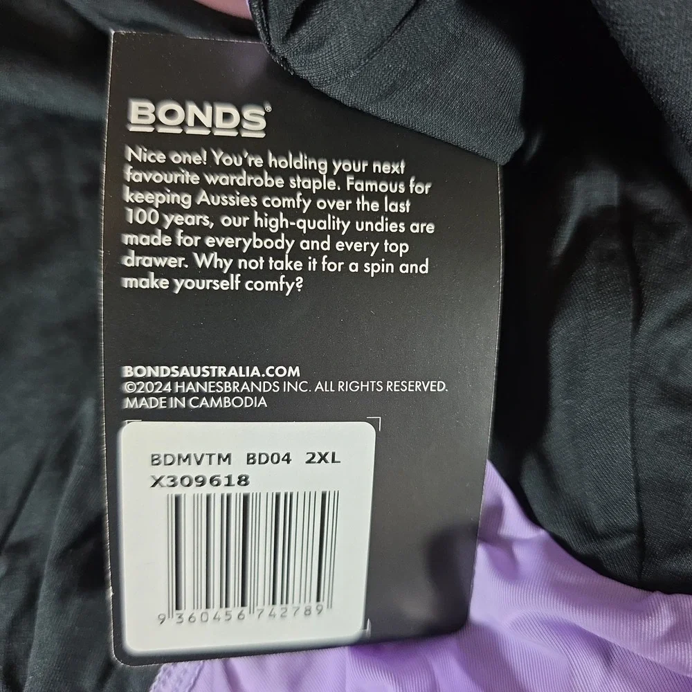 Bonds Underwear Anti-Chafing Boxer XXL 3 Pack Black & White/Purple Grey & Yellow